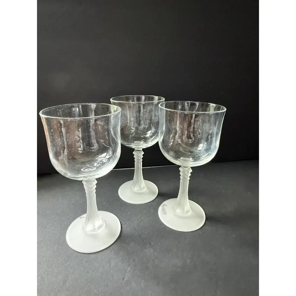 Vintage French Wine Glass by Cristal D'Arques Durand France Frosted Deco Barware